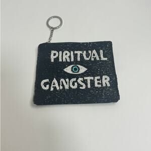 Piritual Ganster Small Pouch Key Ring Evil Eye Design Black/White New
